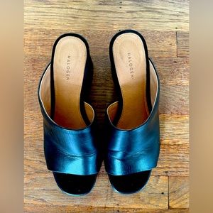 Black Leather Mules